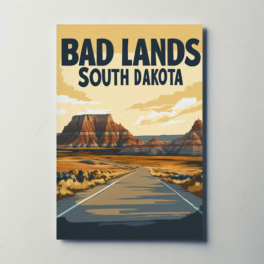 Badlands South Dakota Vintage Poster