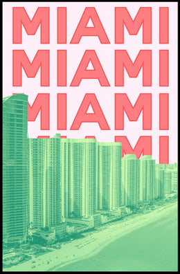 Miami Beachline with Vibrant Architecture Travel Poster PosterGoat