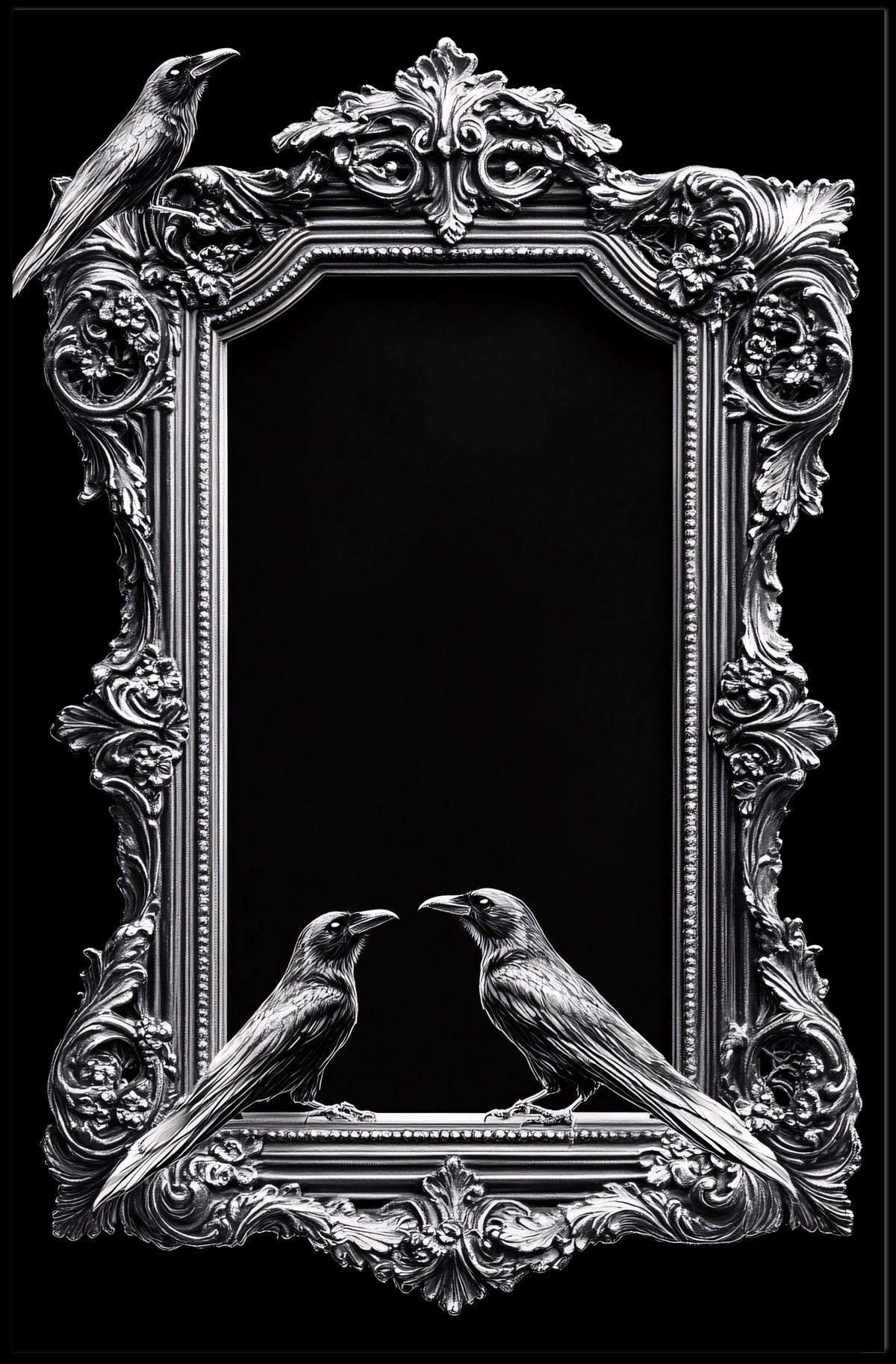 Baroque-Style Gothic Raven Art Print - Artistic Poster
