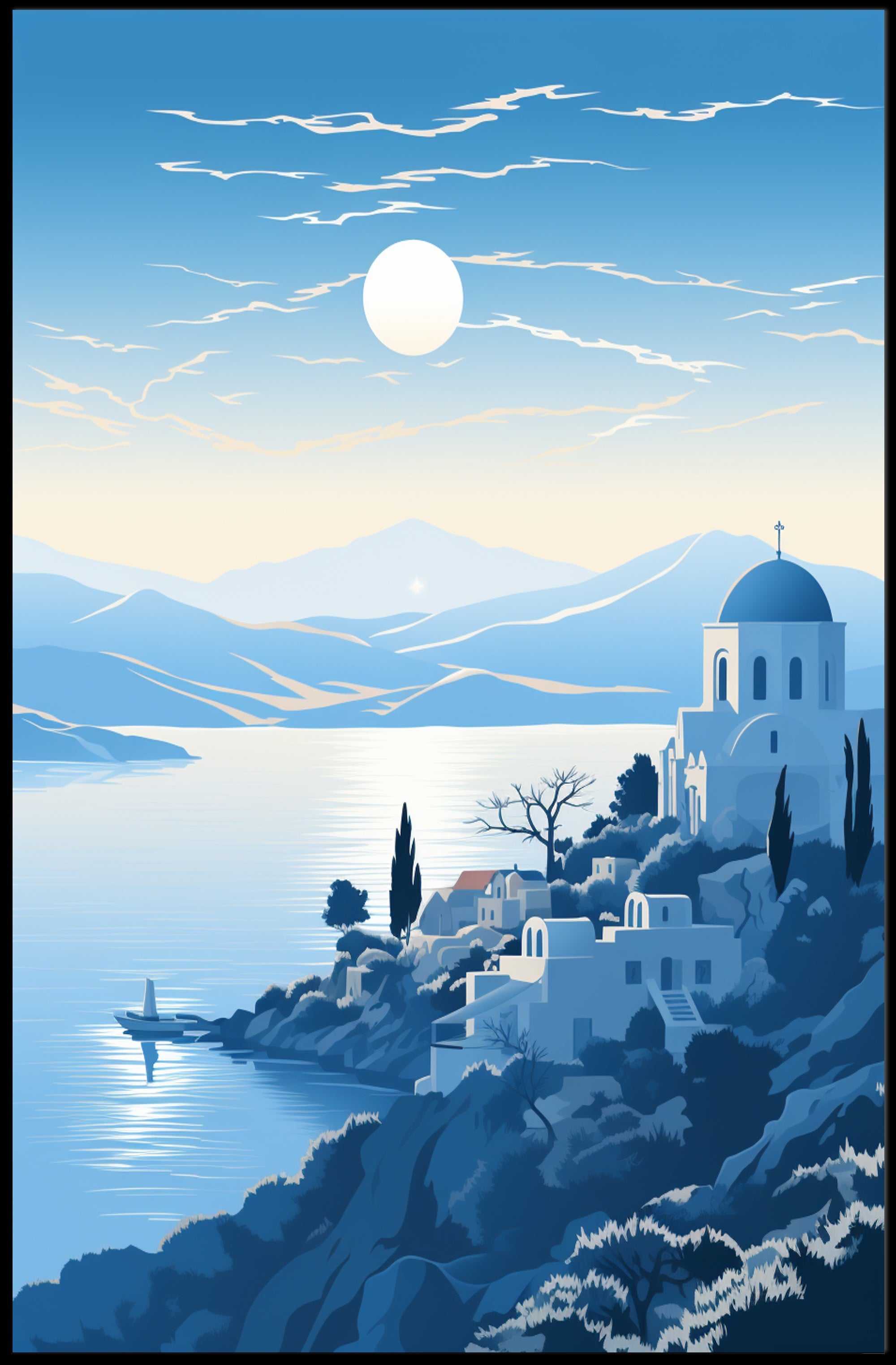 Tranquil Mediterranean Landscape Poster PosterGoat