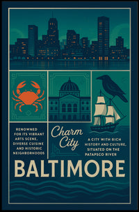 Baltimore Vintage Charm Travel Poster PosterGoat