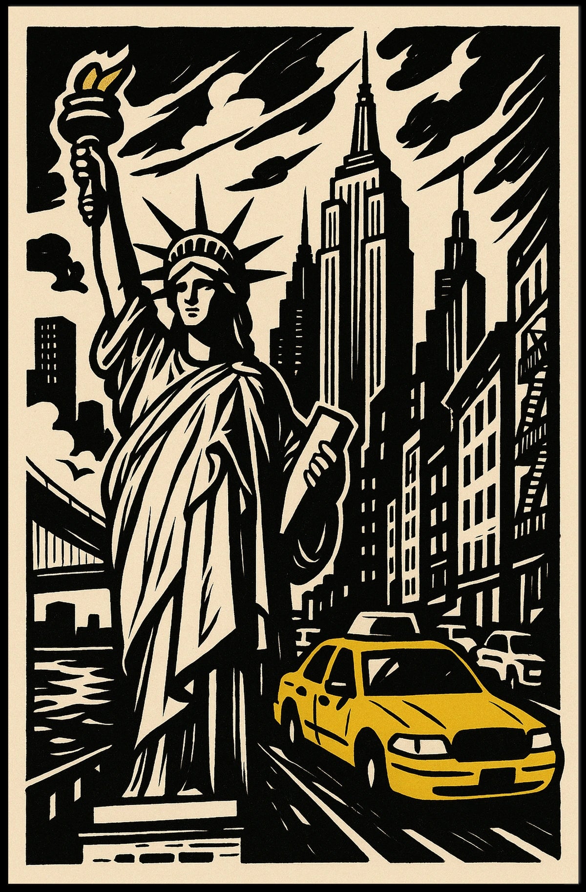 Iconic New York Poster Bold Urban Wall Art for Living Rooms