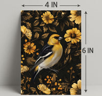 Elegant Yellow Bird Perched Among Flowers Animal Poster