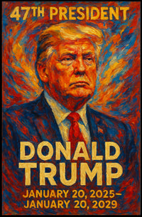 Donald Trump Fiery Leadership Resilience Impressionism Patriotic Motivational Poster