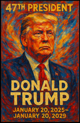Donald Trump Fiery Leadership Resilience Impressionism Patriotic Motivational Poster