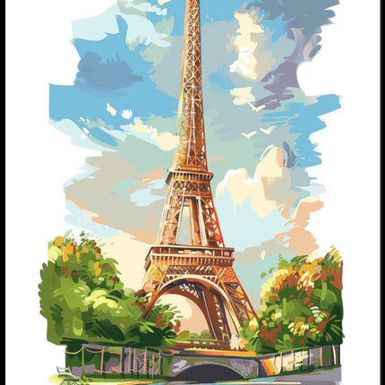 Eiffel Tower Parisian Scenery Art: Travel Poster