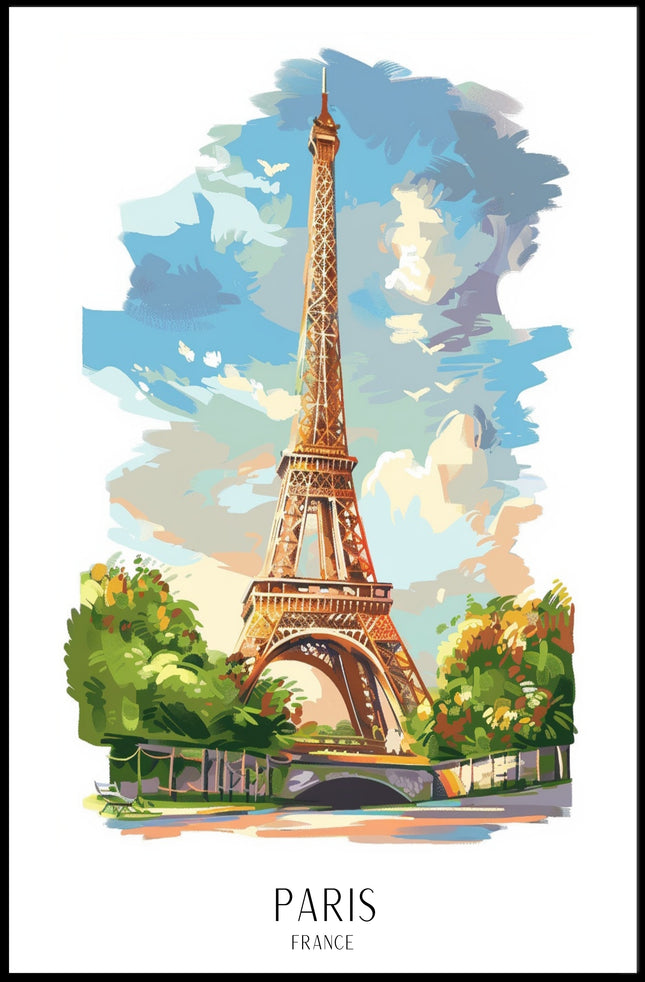Eiffel Tower Parisian Scenery Art: Travel Poster