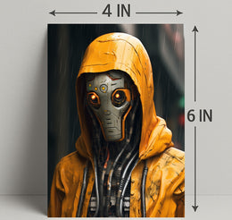 Cybernetic Sentinel In The Rain Poster PosterGoat