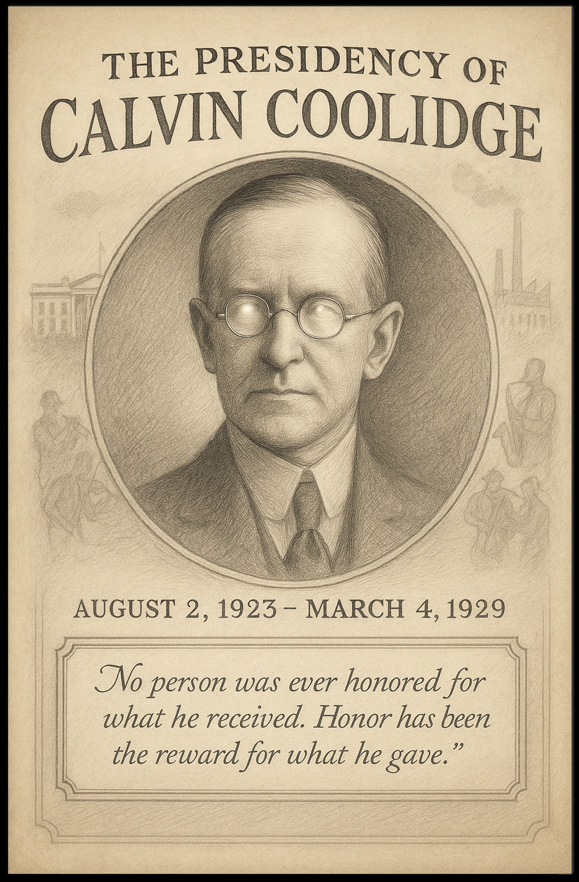 Calvin Coolidge Presidency Overview Art Print Wall Decor PosterGoat