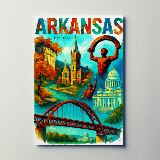 Arkansas Wall Art Vintage Travel Poster