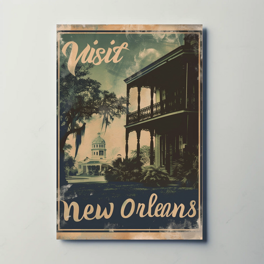 Visit Historic New Orleans Louisiana Travel Poster