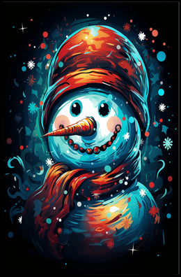 Stylized Snowman Holiday Abstract Artistic Poster