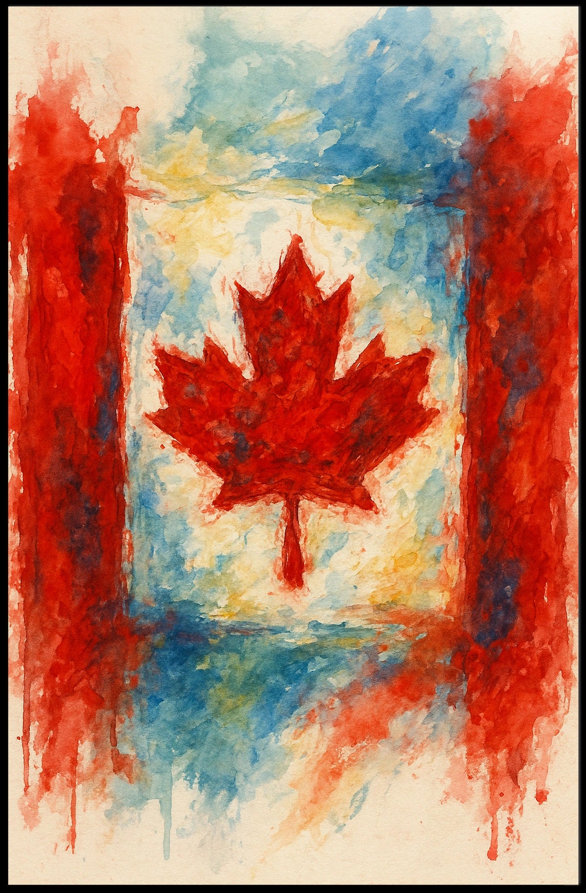 Canadian Maple Leaf Watercolor Poster