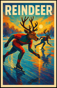 Reindeer Ice Skating Poster