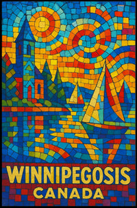 Winnipegosis, Canada Vibrant Mosaic Poster