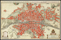 Vintage Map of Paris Wall Mural. Plattegrond van Parijs (ca. 1721–1774)