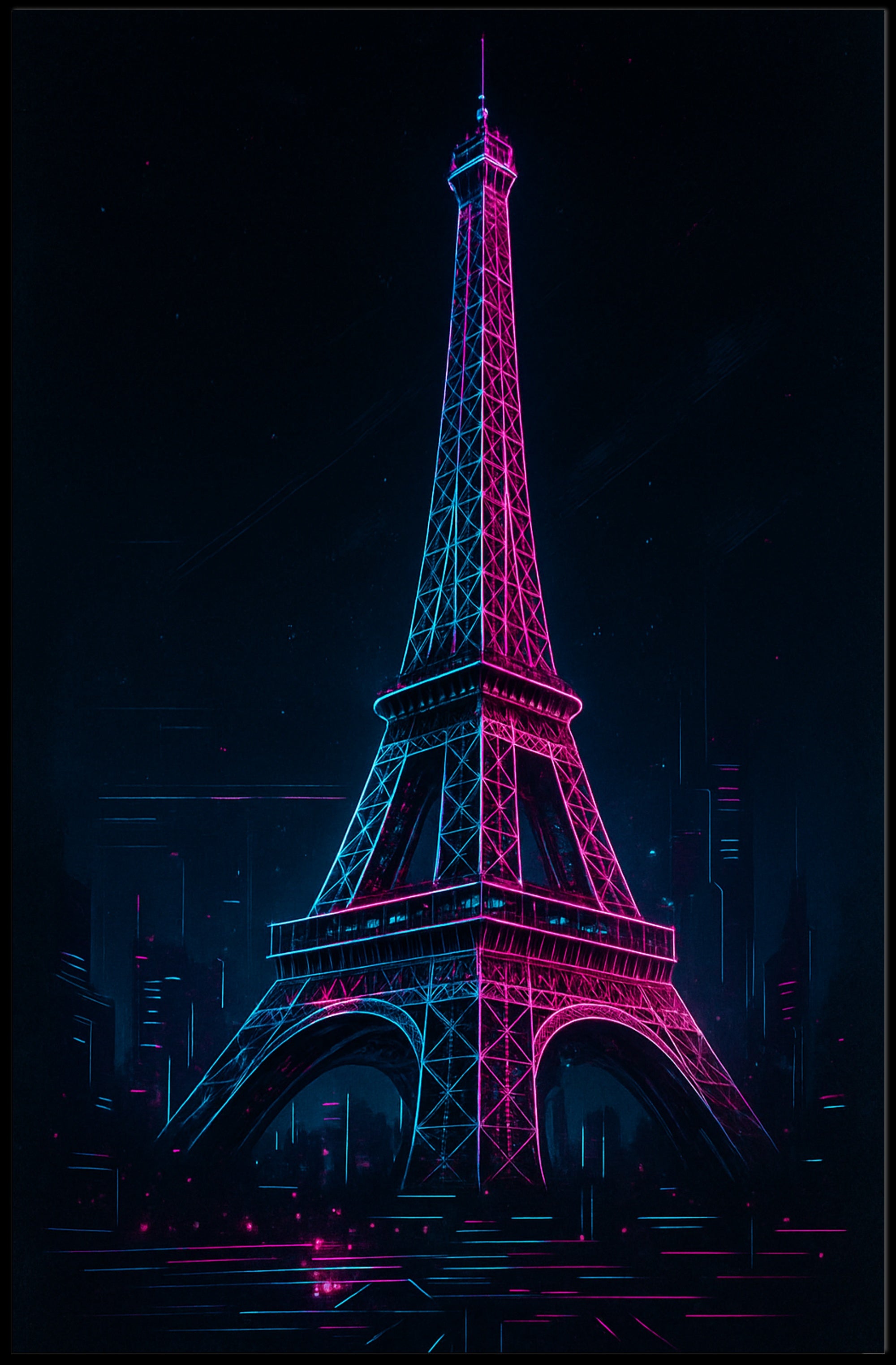 Neon Paris Wall Art Print for Home Decor PosterGoat