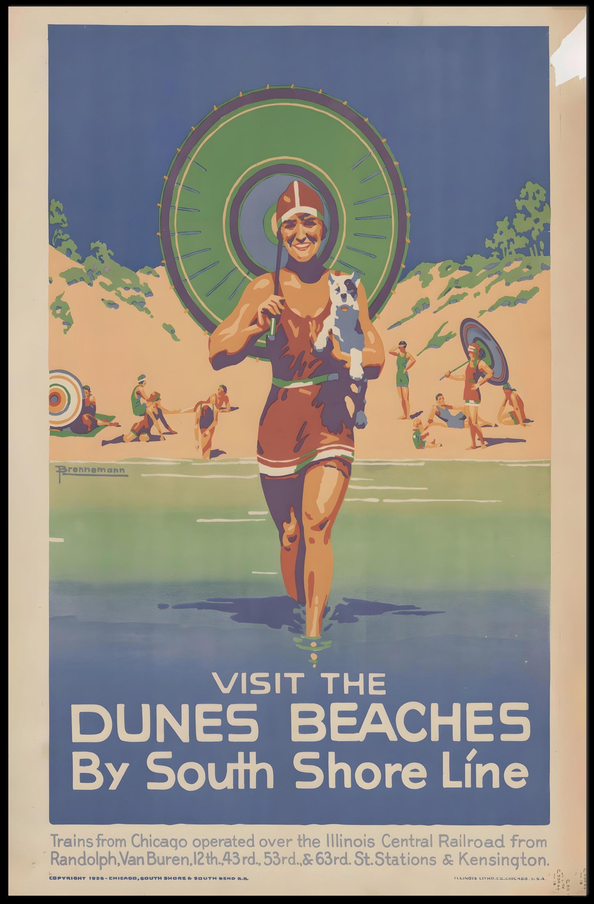 Vintage Beach Vibes South Shore Line Travel Poster