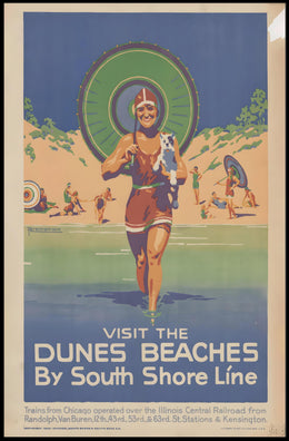 Vintage Beach Vibes South Shore Line Travel Poster
