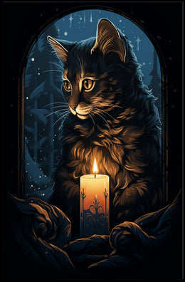 Enchanted Evening With A Cat Poster