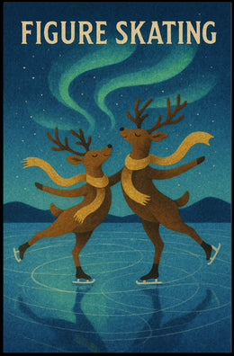 Whimsical Reindeer Skating Adventure Animal Poster
