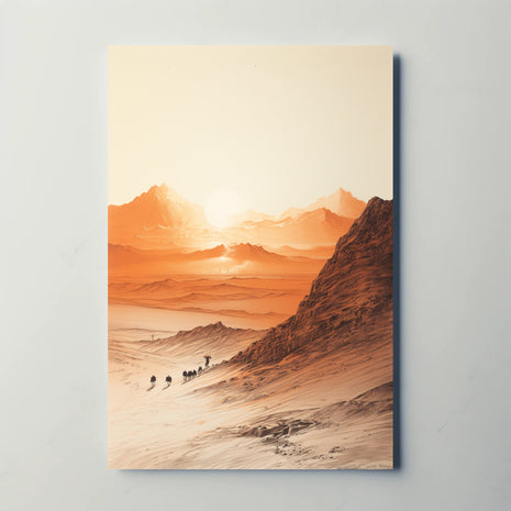 Explorative Caravan Desert Scene Cultural or Heritage Poster