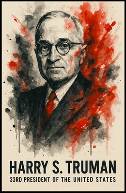 Harry S. Truman Watercolor Historical Presidential Poster