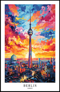 Berlin Skyline At Sunset Poster