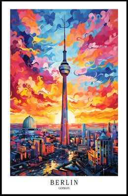 Berlin Skyline At Sunset Poster