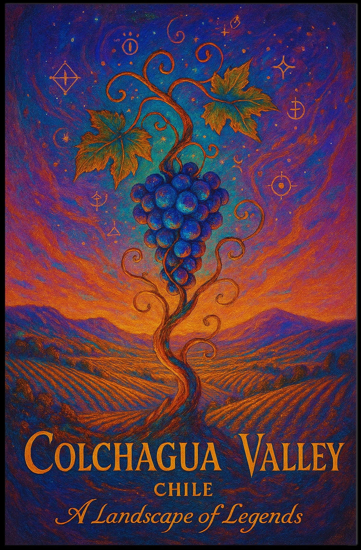 Colchagua Valley Vineyard Art: Mystical Chilean Landscape