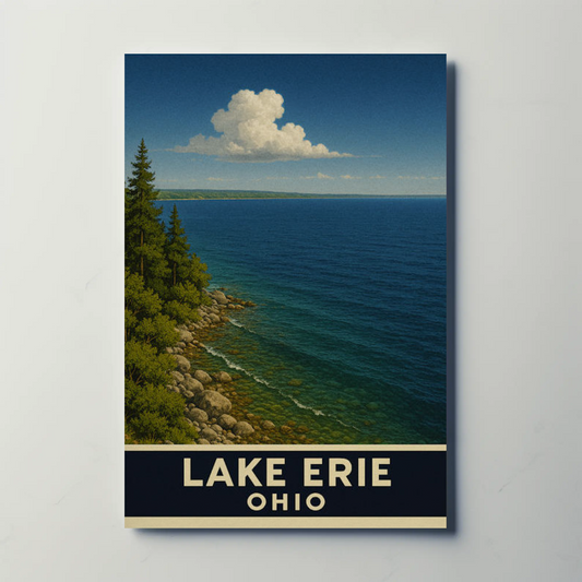 Lake Erie Ohio Rocky Shoreline Scenic Nature Poster