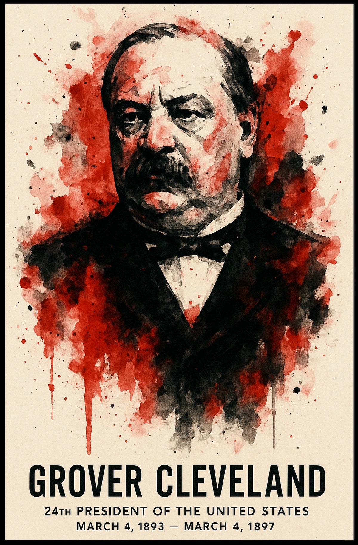 Grover Cleveland Watercolor Art: Historical or Presidential Poster