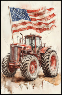 old fashioned farm tractor Poster