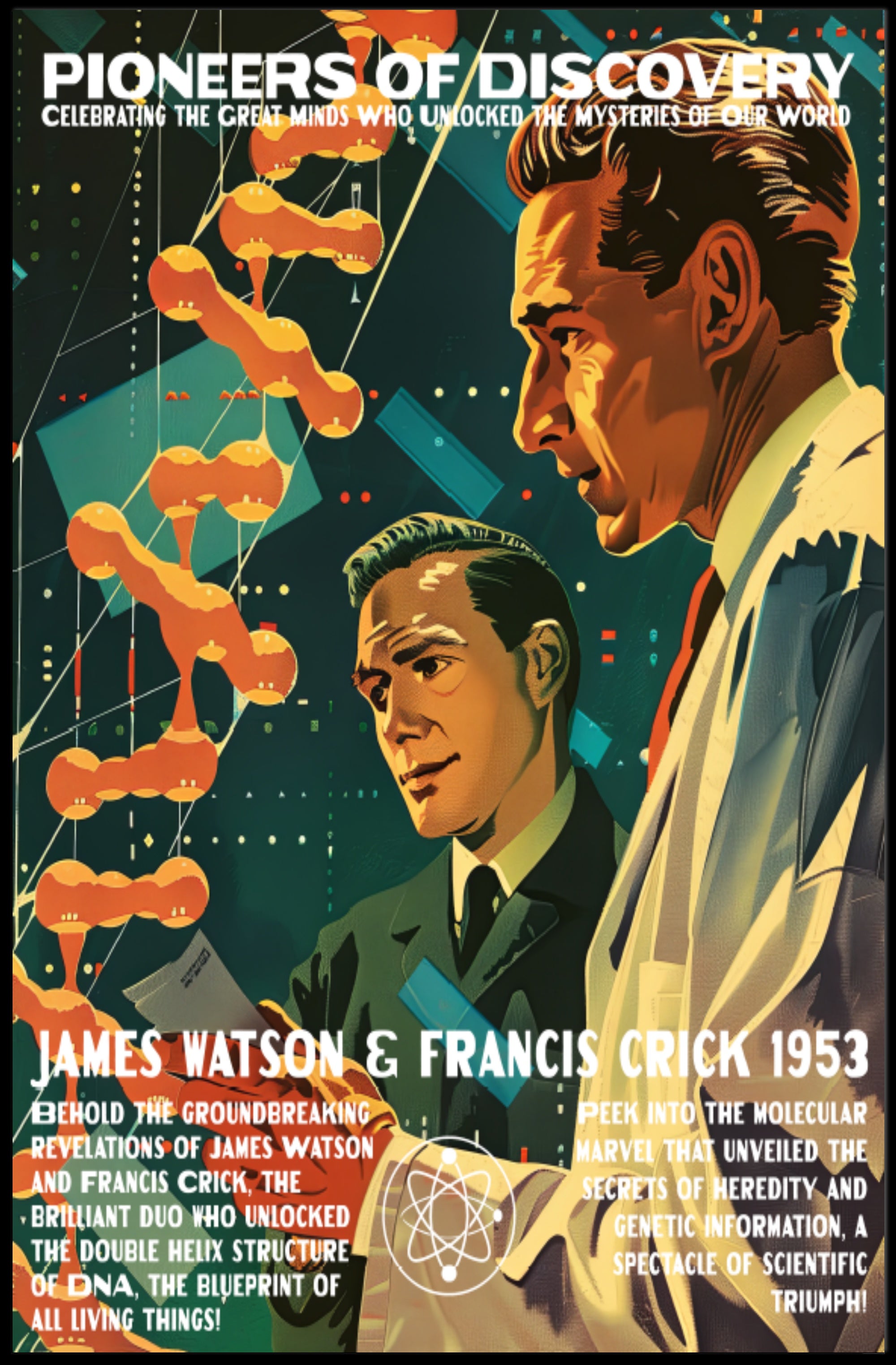 DNA Double Helix Discovery Commemorative Educational Poster