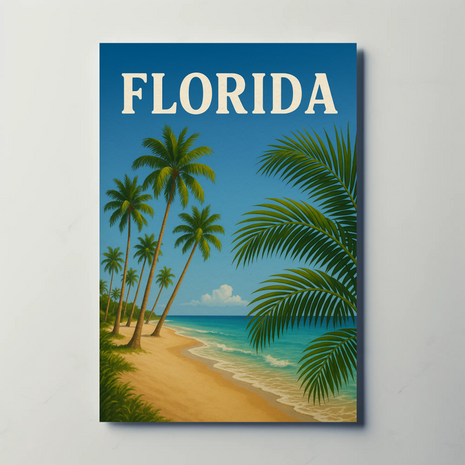 Florida Coastal Paradise: Vintage Retro Travel Poster