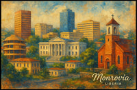 Monrovia Liberia Wanderlust Cityscape Realism Poster