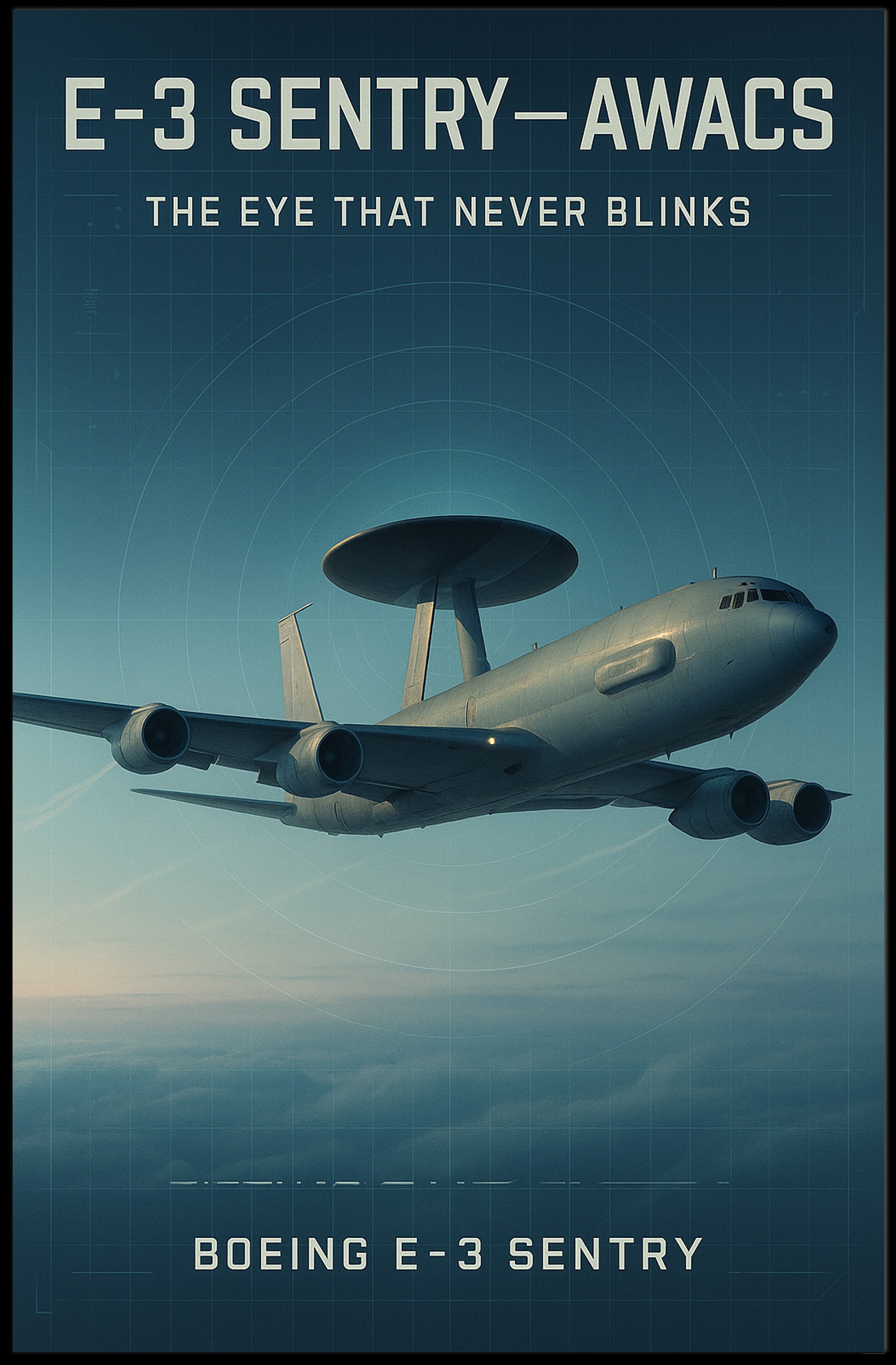E-3 Sentry AWACS Military Aircraft Vintage Poster