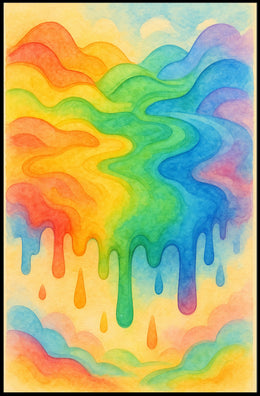 The poster displays an abstract, vibrant scene of flowing rainbow colors. The core Travel Poster