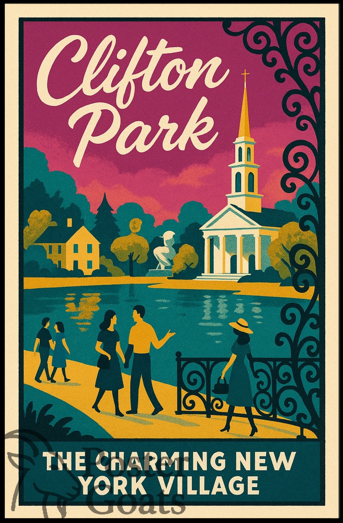 Clifton Park Vintage Charm Travel Poster