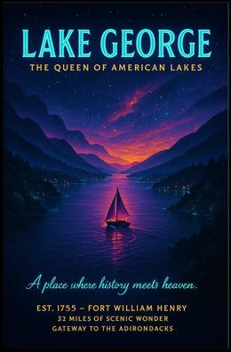 Lake George Vintage Twilight Poster: Serene Scenic Beauty