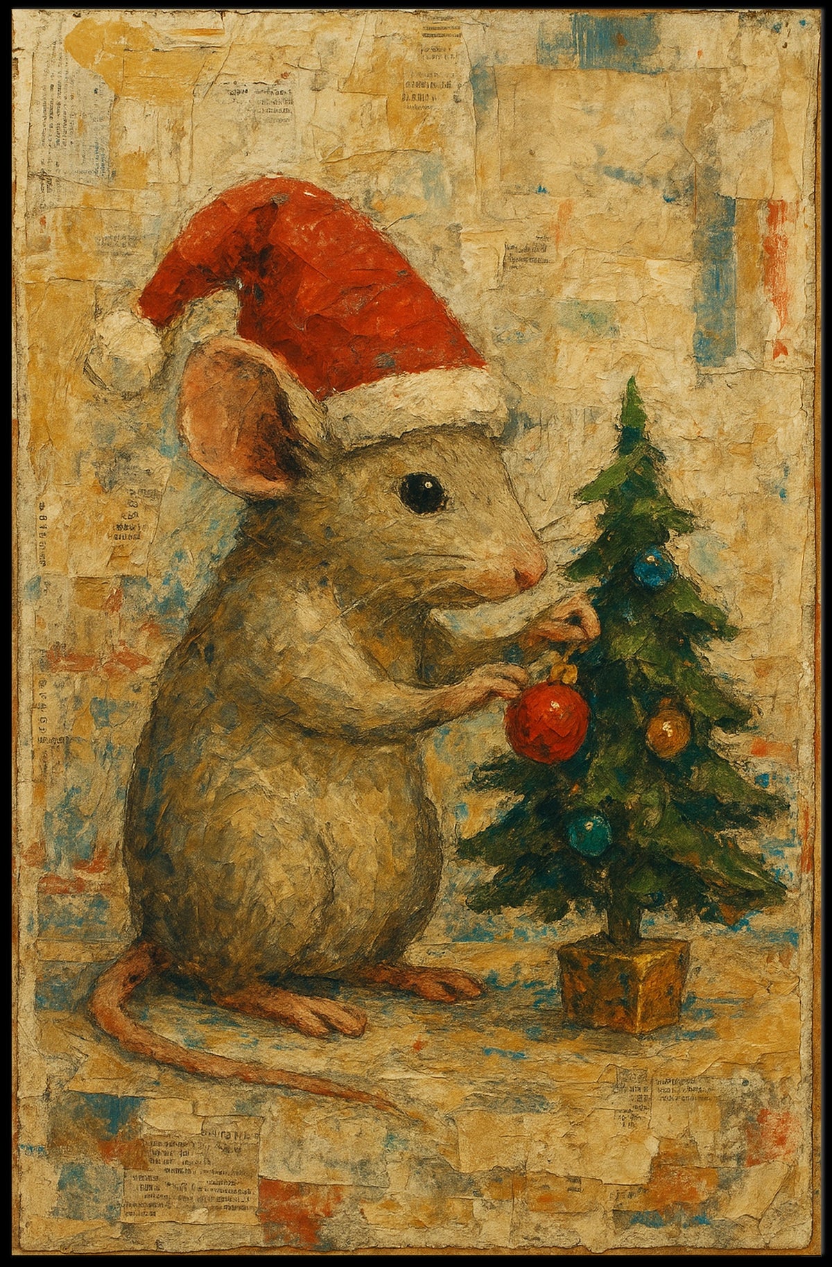Festive Mouse And Christmas Tree Poster