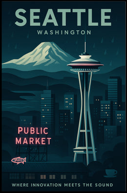 Seattle Skyline Wall Art Print for Decor
