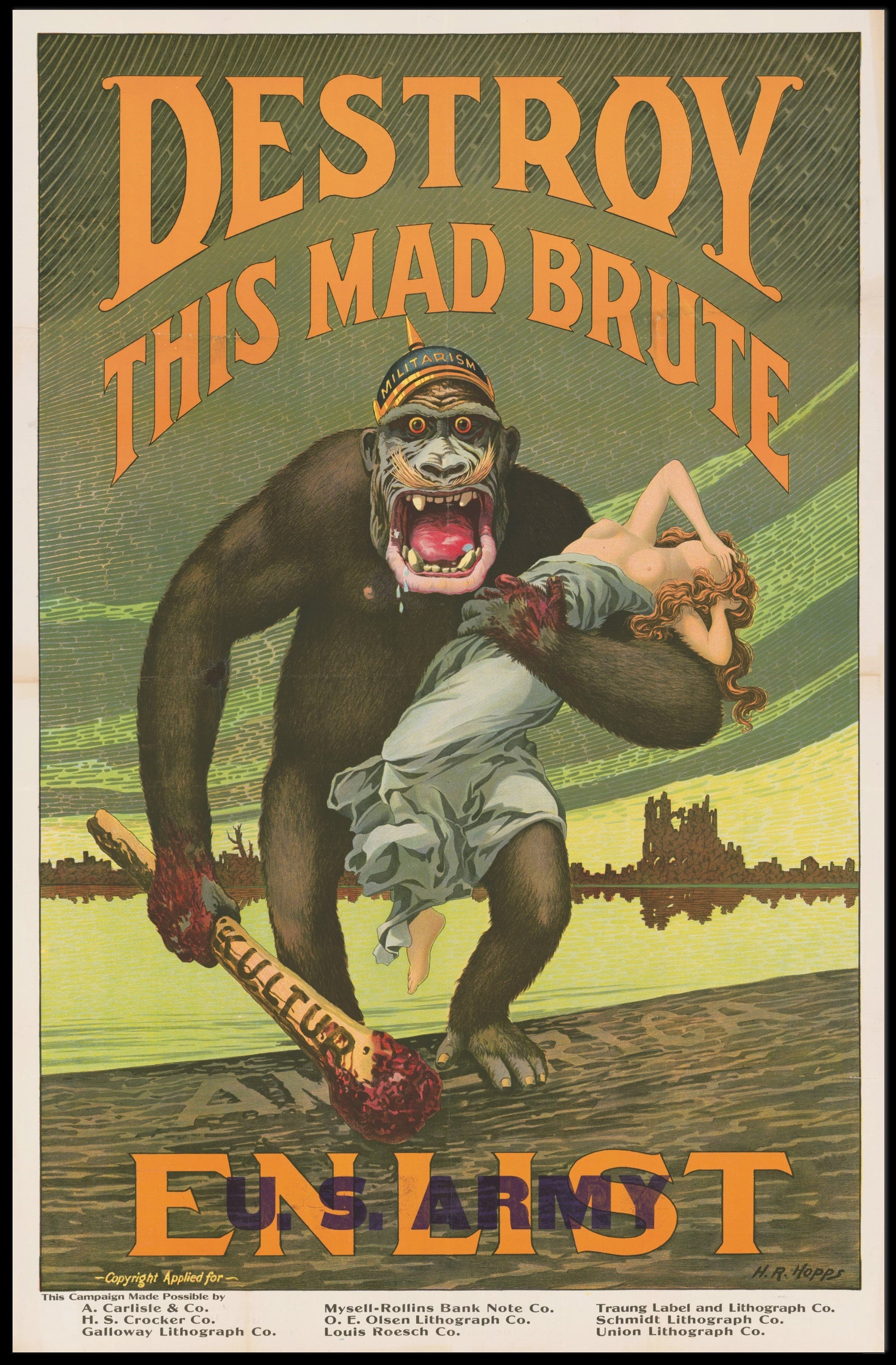 Menacing Gorilla WWI Military Recruitment Poster