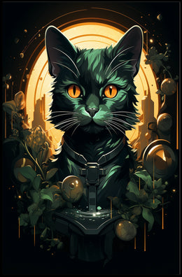 Majestic Black Cat Mystical Art Poster Decor