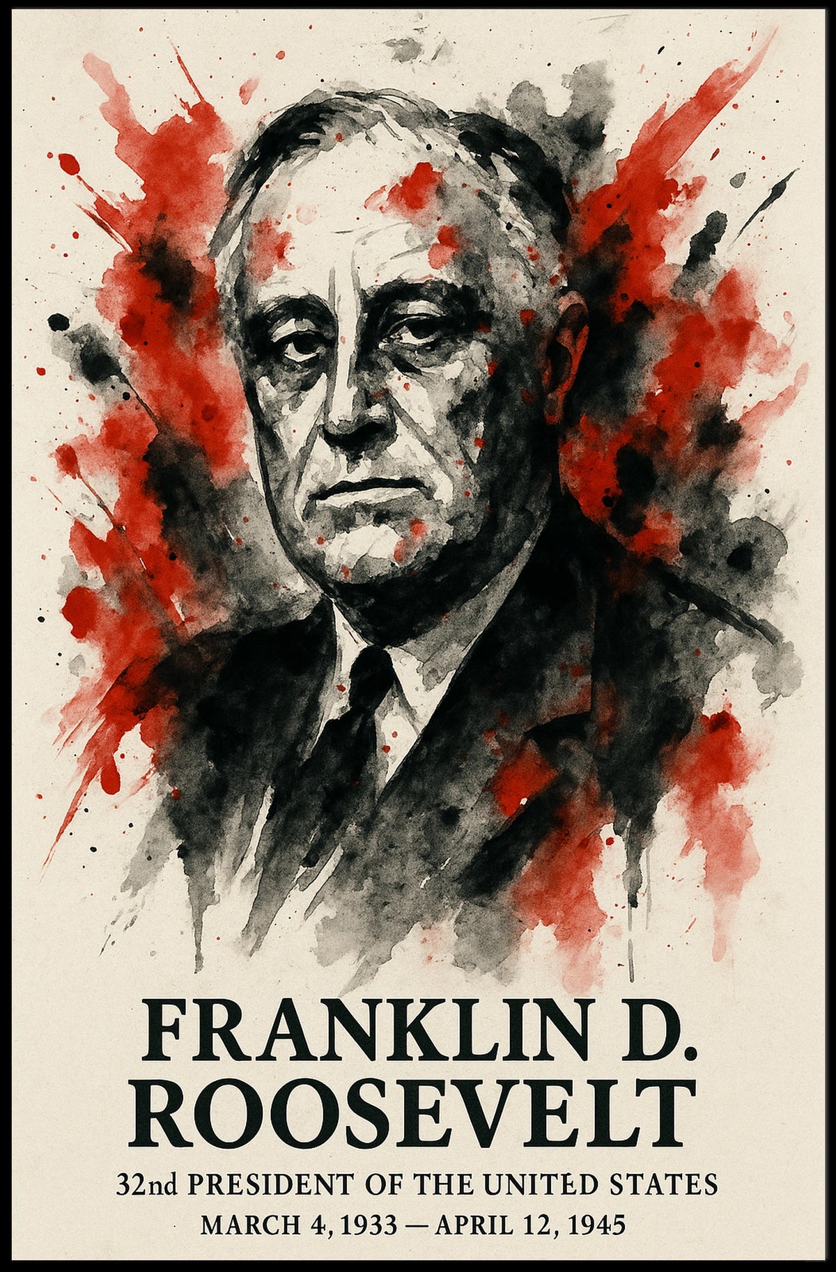 FDR Patriotic Portrait Vintage Historical Presidential Poster