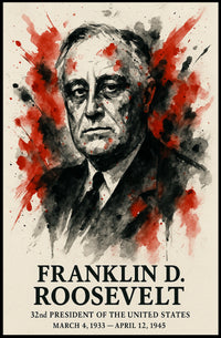 FDR Patriotic Portrait Vintage Historical Presidential Poster