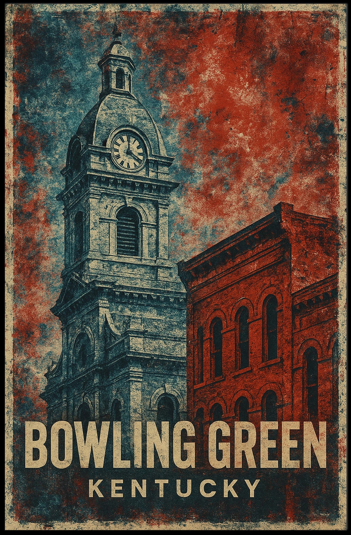Bowling Green Kentucky Vintage Scenic Wanderlust Poster