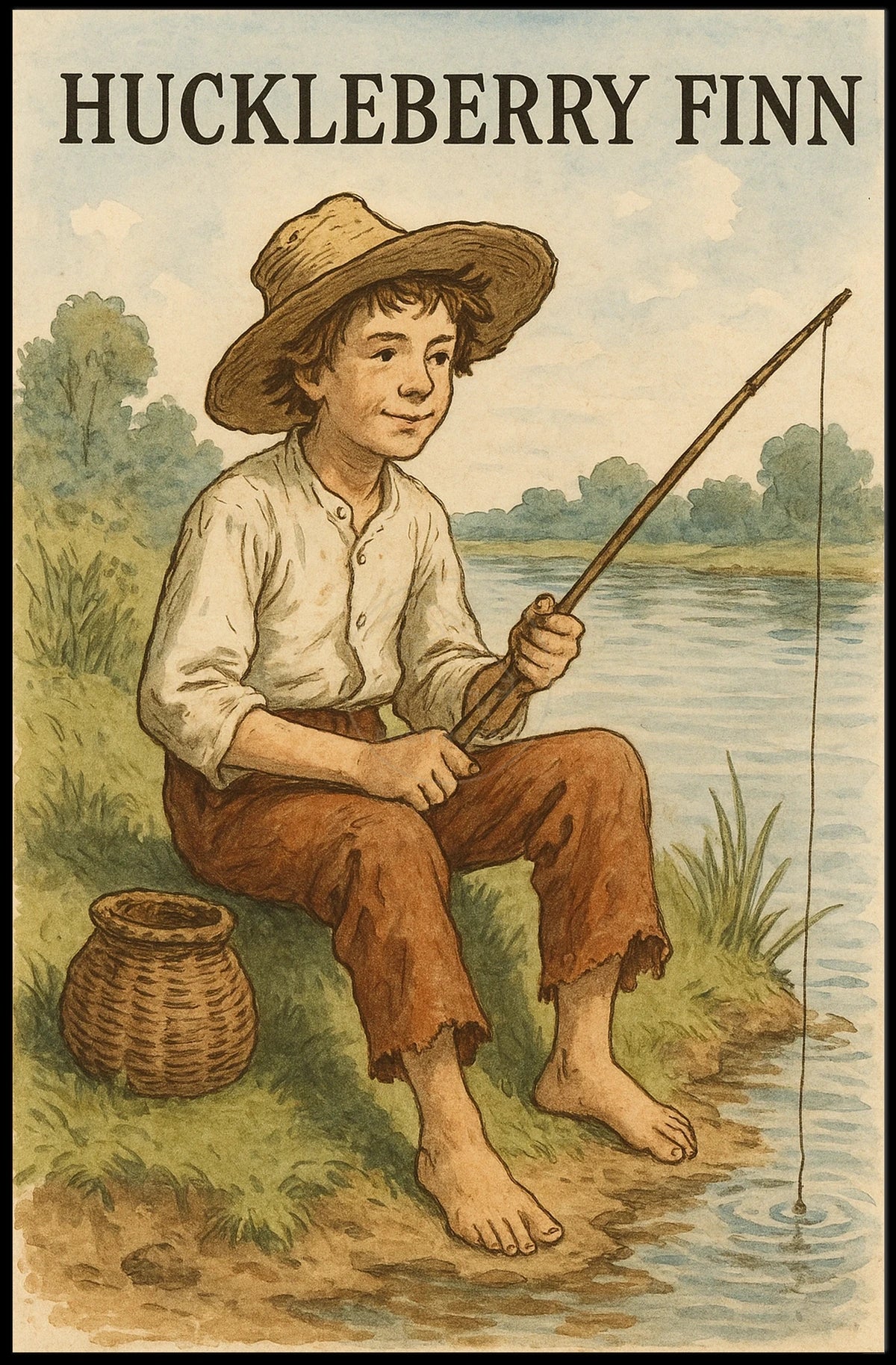 Huckleberry Finn Adventure in Artistic Heritage Poster