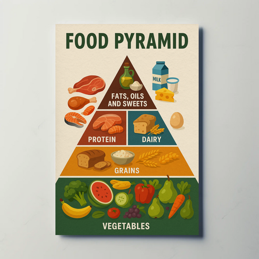 Food Pyramid Nutrition Guide Poster