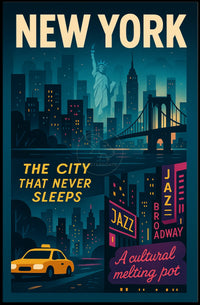 New York City Retro Travel Art Poster